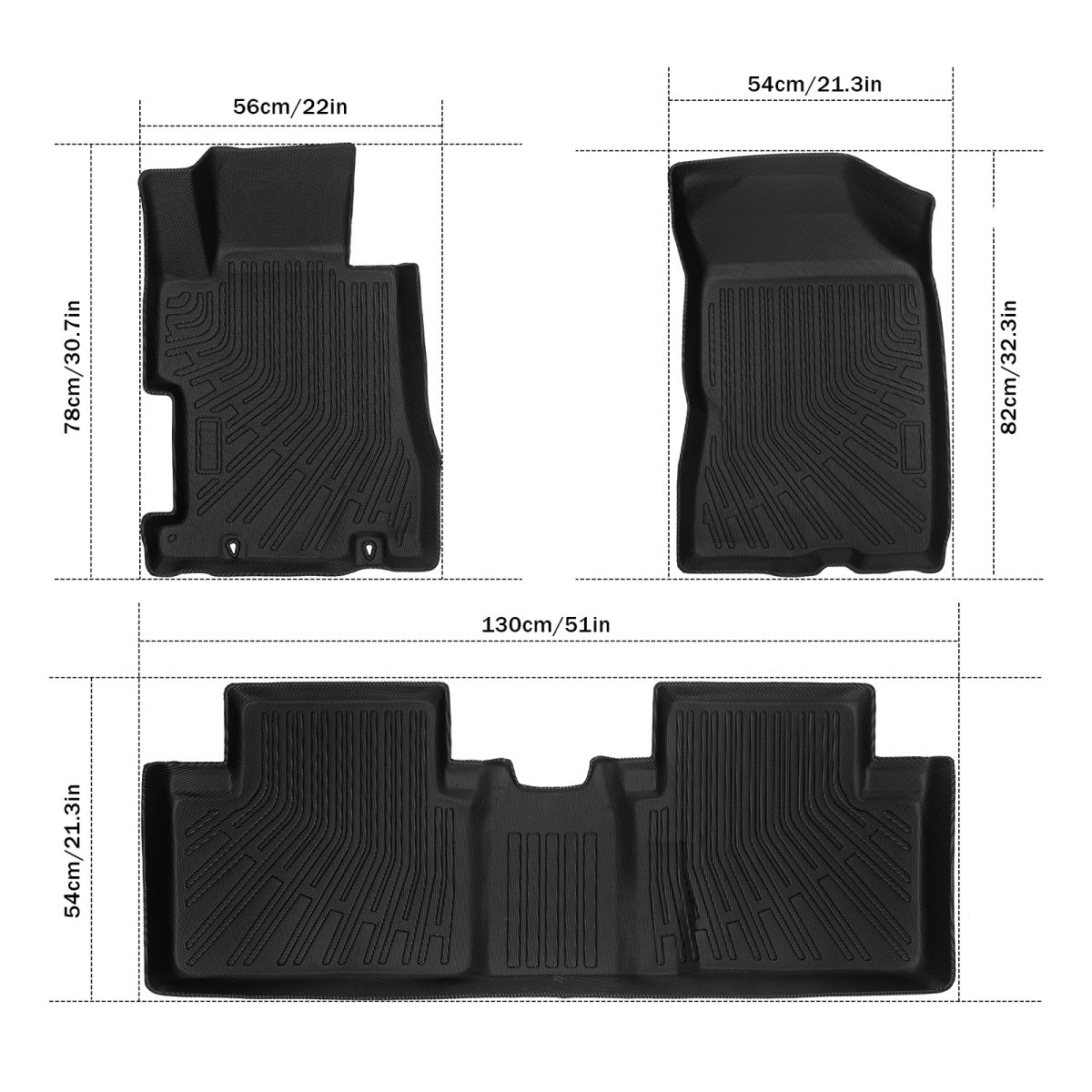 3PCS Car Floor Mats for Honda Civic 2006-2011 – All-Weather Waterproof Heavy-Duty Floor Liners, Flexible & Easy to Clean