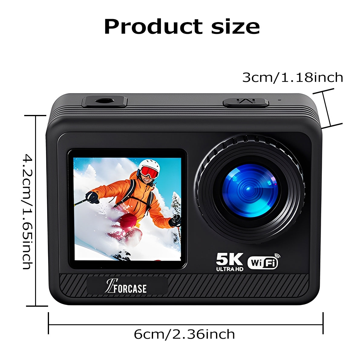 5K Wireless Action Camera, 30FPS Ultra HD Video, 12MP Photos, Dual Touchscreens, EIS Stabilization, App Control, Webcam Mode, 256GB Card Included