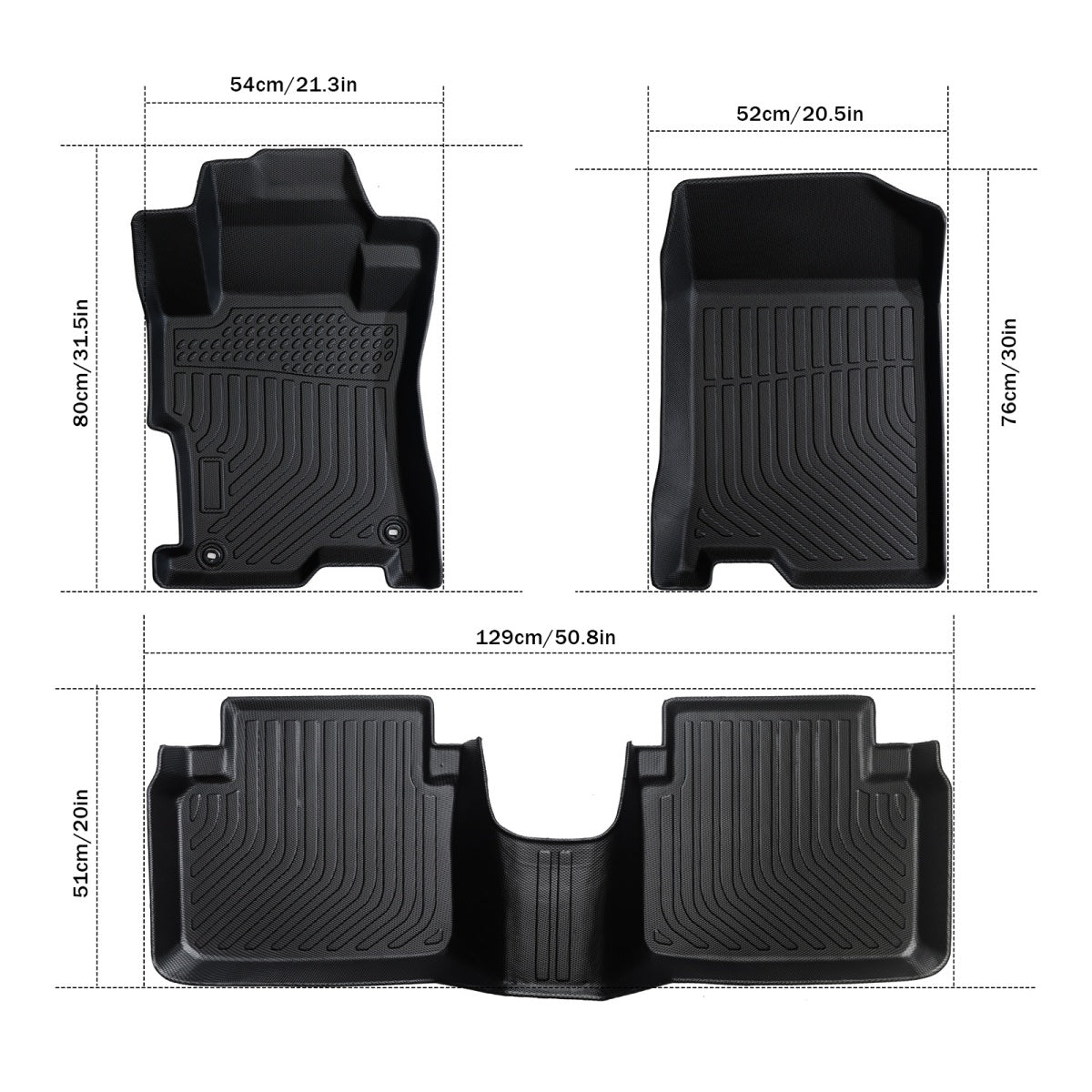 3PCS Car Floor Mats for Honda Accord 2008-2013 (8th Gen) – All-Weather Waterproof Heavy-Duty Floor Liners, Durable & Easy to Clean