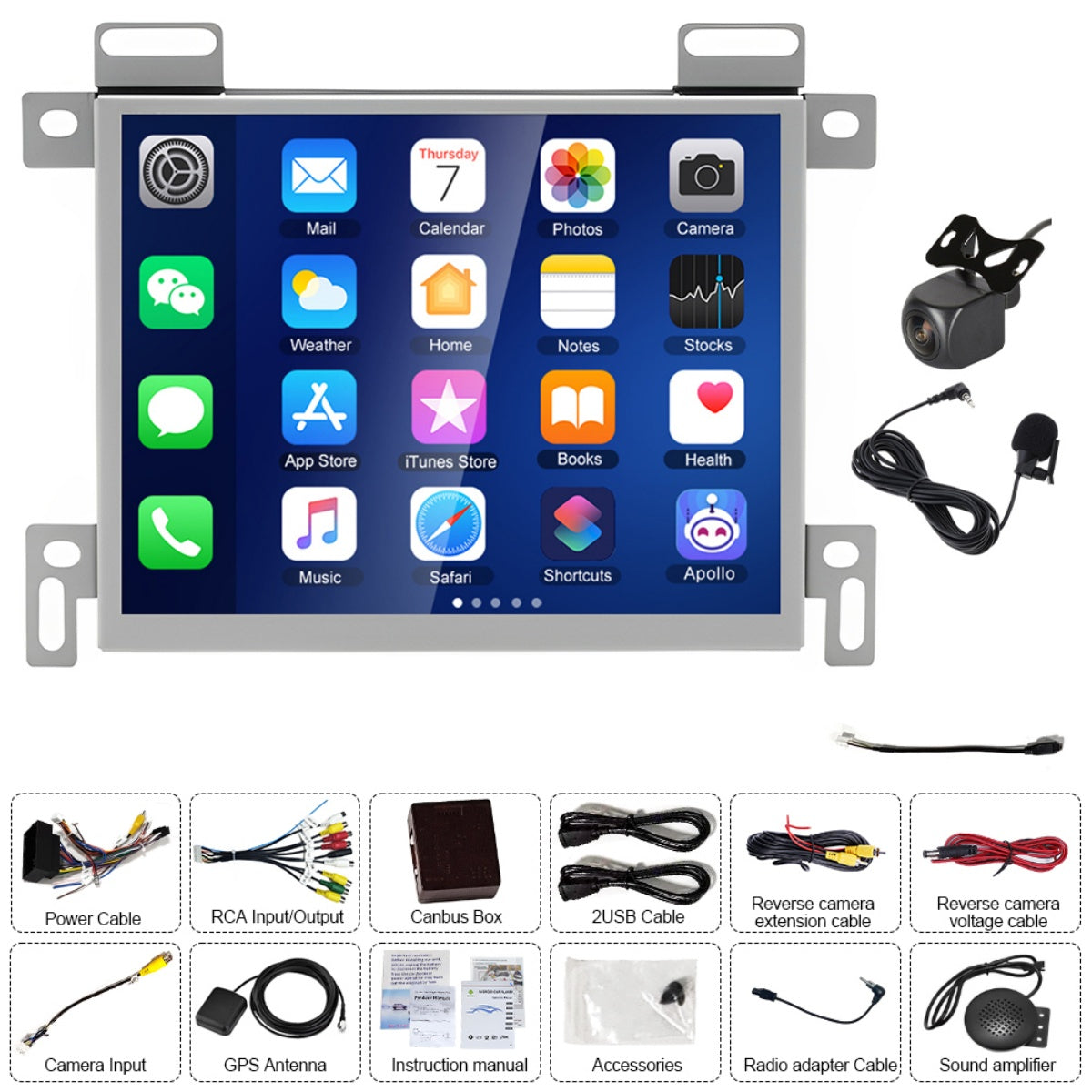 8" Android 14 Car Stereo for Jeep Grand Cherokee / Ram / Wrangler 2015–2021 – 2GB+32GB, Apple CarPlay & Android Auto, GPS, Bluetooth, WiFi, FM/RDS, SWC, AHD Camera