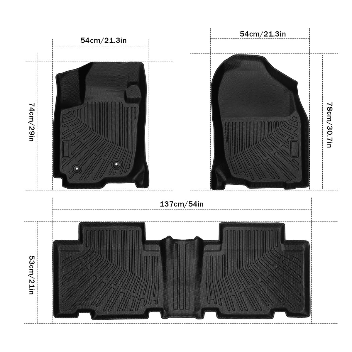 3PCS Car Floor Mats for RAV4 2007-2012 – All-Weather Waterproof Heavy-Duty Floor Liners, Flexible & Easy to Clean