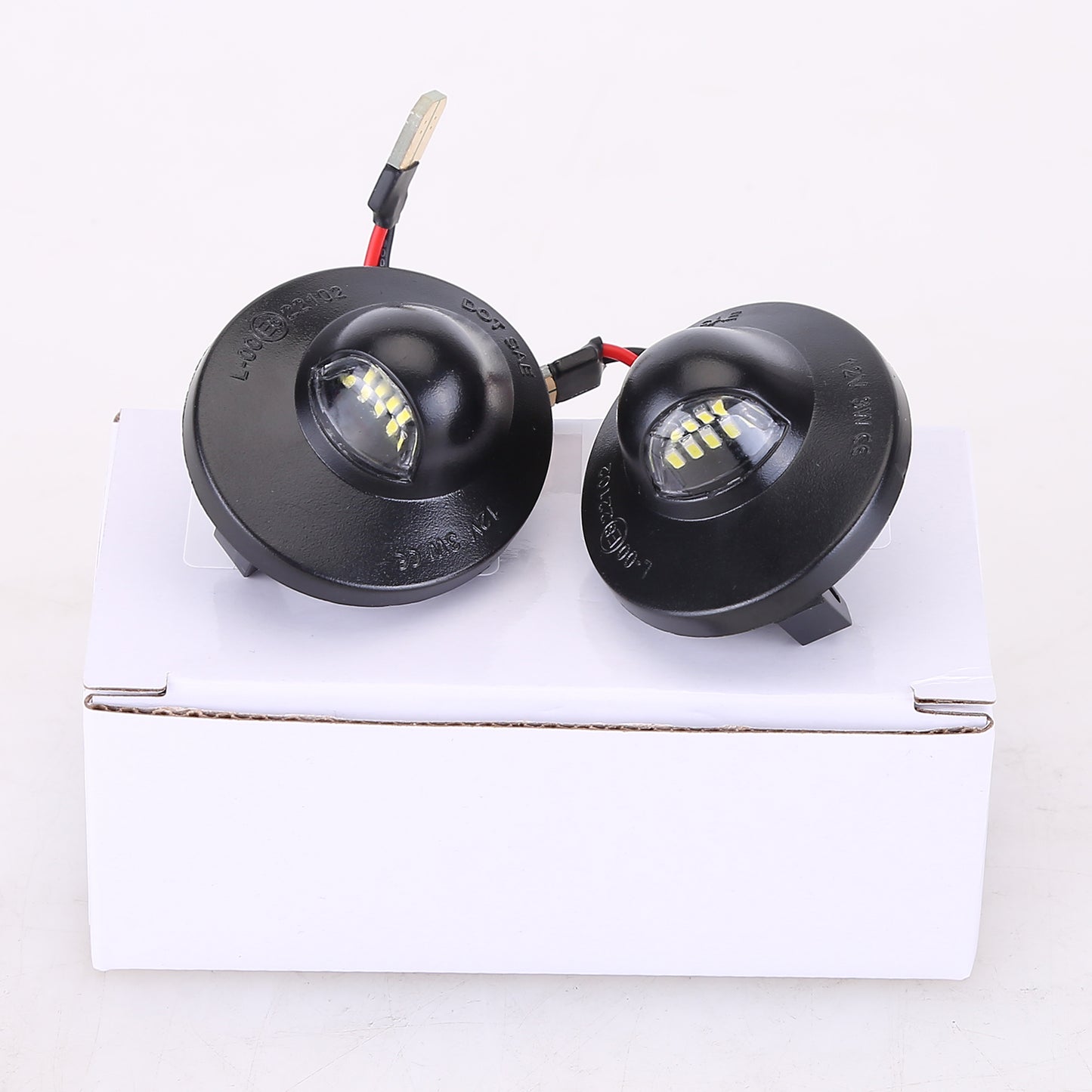 CarpartsX LED License Plate Lights for Ford F150 F250 F350 Super Duty Trucks, 9 LED White Lights, 2-Pack, Offroad Light Bar, Round LED Lamps