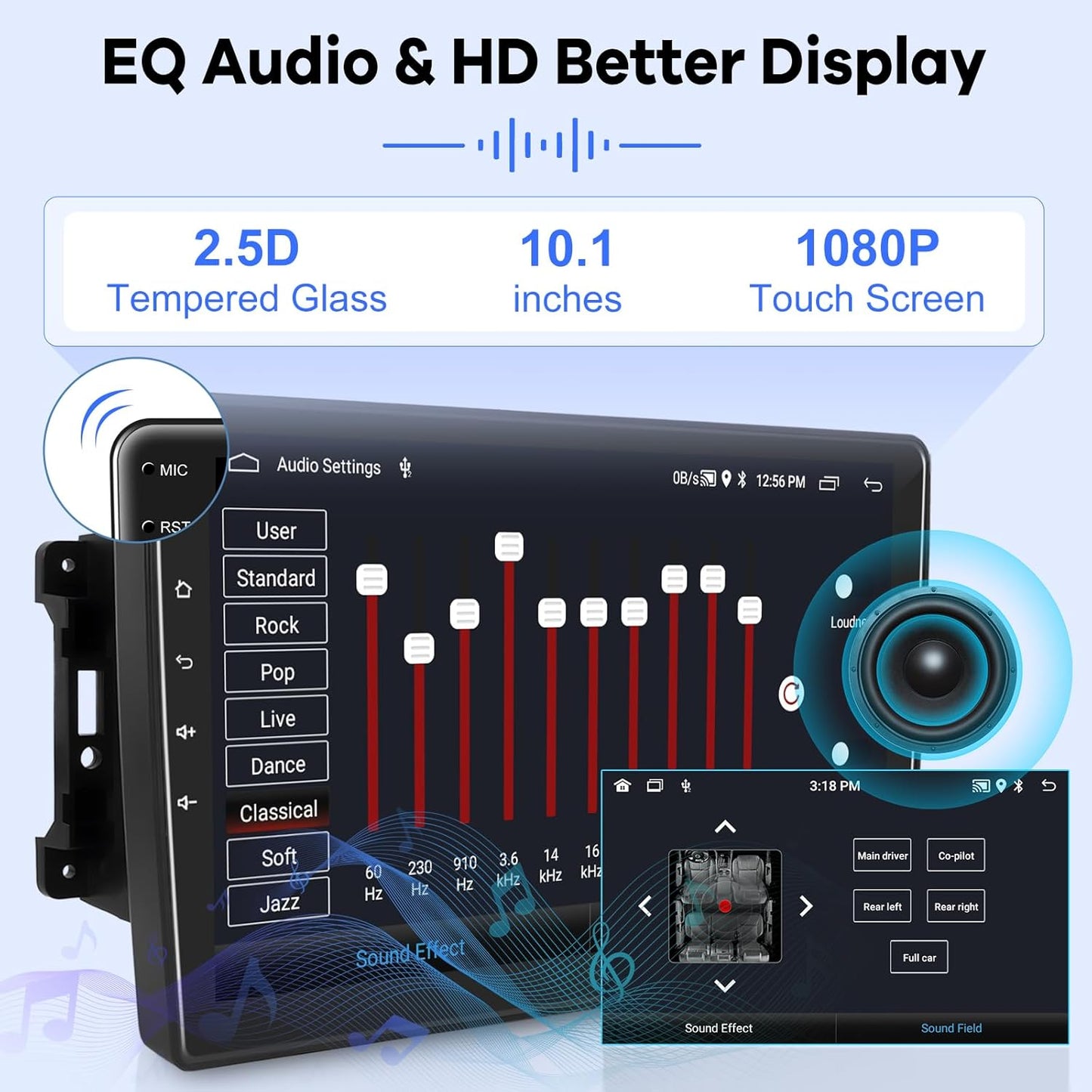 CarpartsX Android 13 Car Stereo for Jeep Wrangler JK, Chrysler, Dodge RAM - 10" Touchscreen, Wireless CarPlay, Android Auto, GPS, AHD Camera&Mic, SWC, WiFi