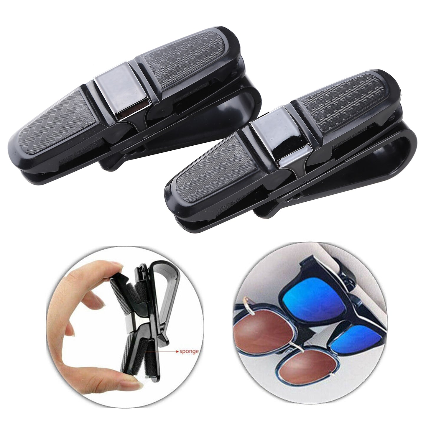CarpartsX 2 Pack Car Sun Visor Glasses Holders, Sunglasses Eyeglasses Mount with Ticket Card Clip β Black