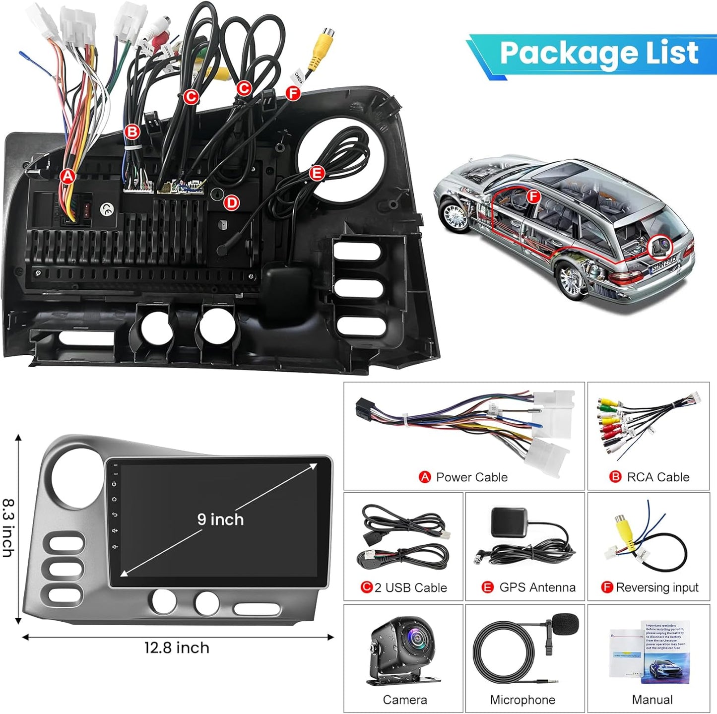 CarpartsX 4G+64G for Jeep Grand Cherokee 2004-2007 Android 13 Stereo Wireless Apple Carplay