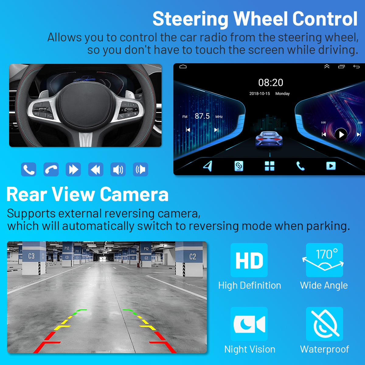 CarpartsX Android 13 Autoradio für Honda Civic 2016-2020, 9 Zoll Octa Core 3D Echtzeit-Dynamikradio Kabelloses Car-Play Android Auto GPS Navi IPS FM AM RDS DSP Head Unit 2G RAM 32G ROM