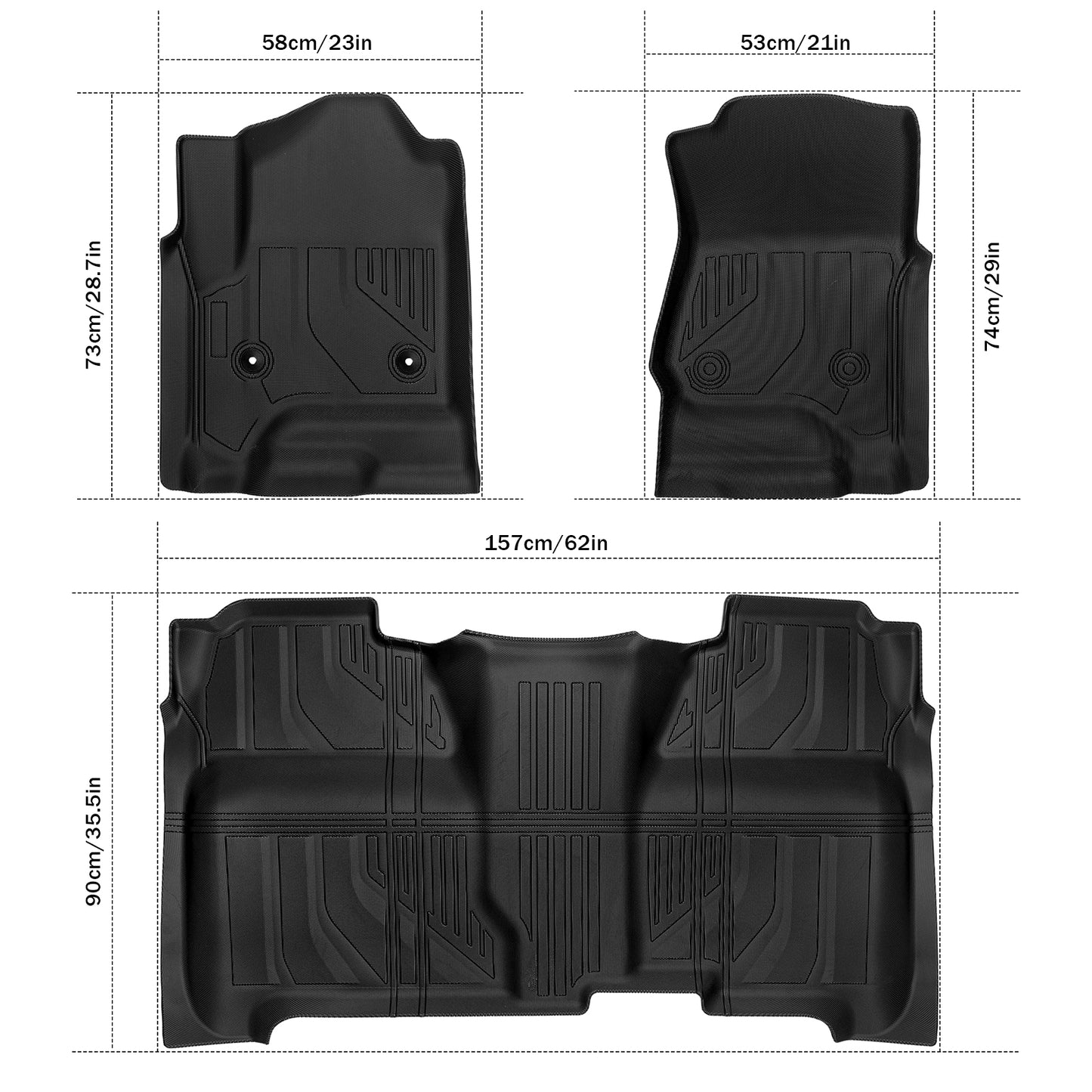 3PCS Car Floor Mats for Chevy Silverado 1500 2014–2019 – All-Weather Waterproof Heavy-Duty Floor Liners, Durable & Easy to Clean