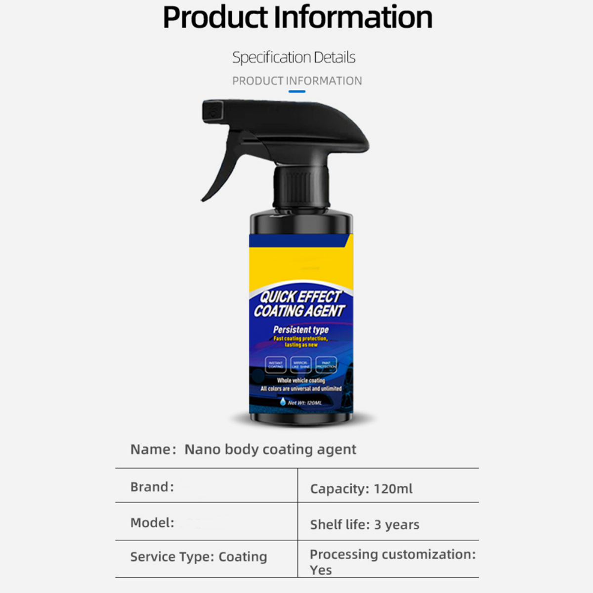 3-in-1 Ceramic Car Coating Spray, Fast-Acting High-Protection Formula for Shine, Scratch Resistance & Water Repellent Finish, Quick Car Detailing Spray