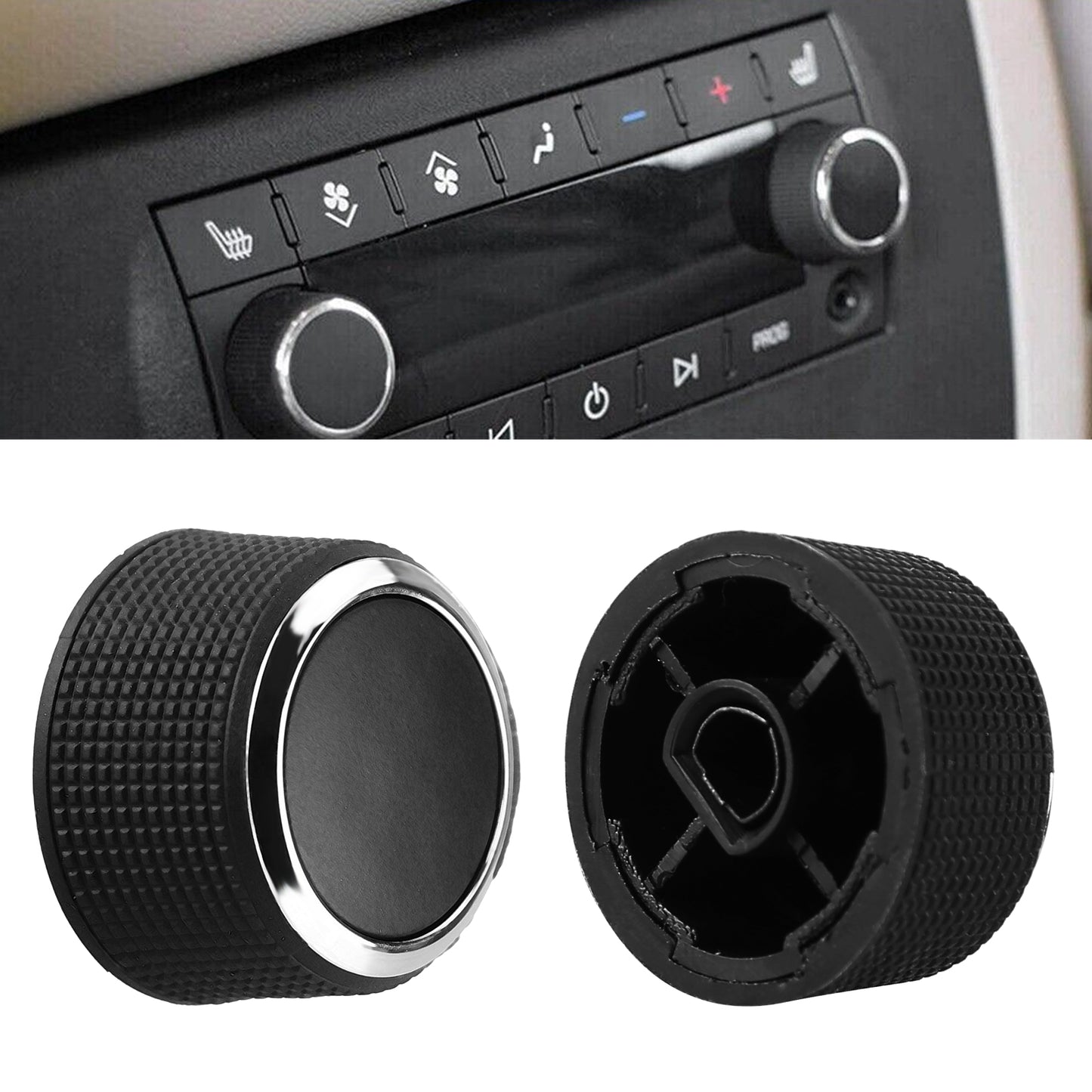 CarpartsX 2PCS Rear Audio Control Knobs Compatible with Escalade, Enclave, Tahoe, Chevrolet, GMC - Part# 22912547