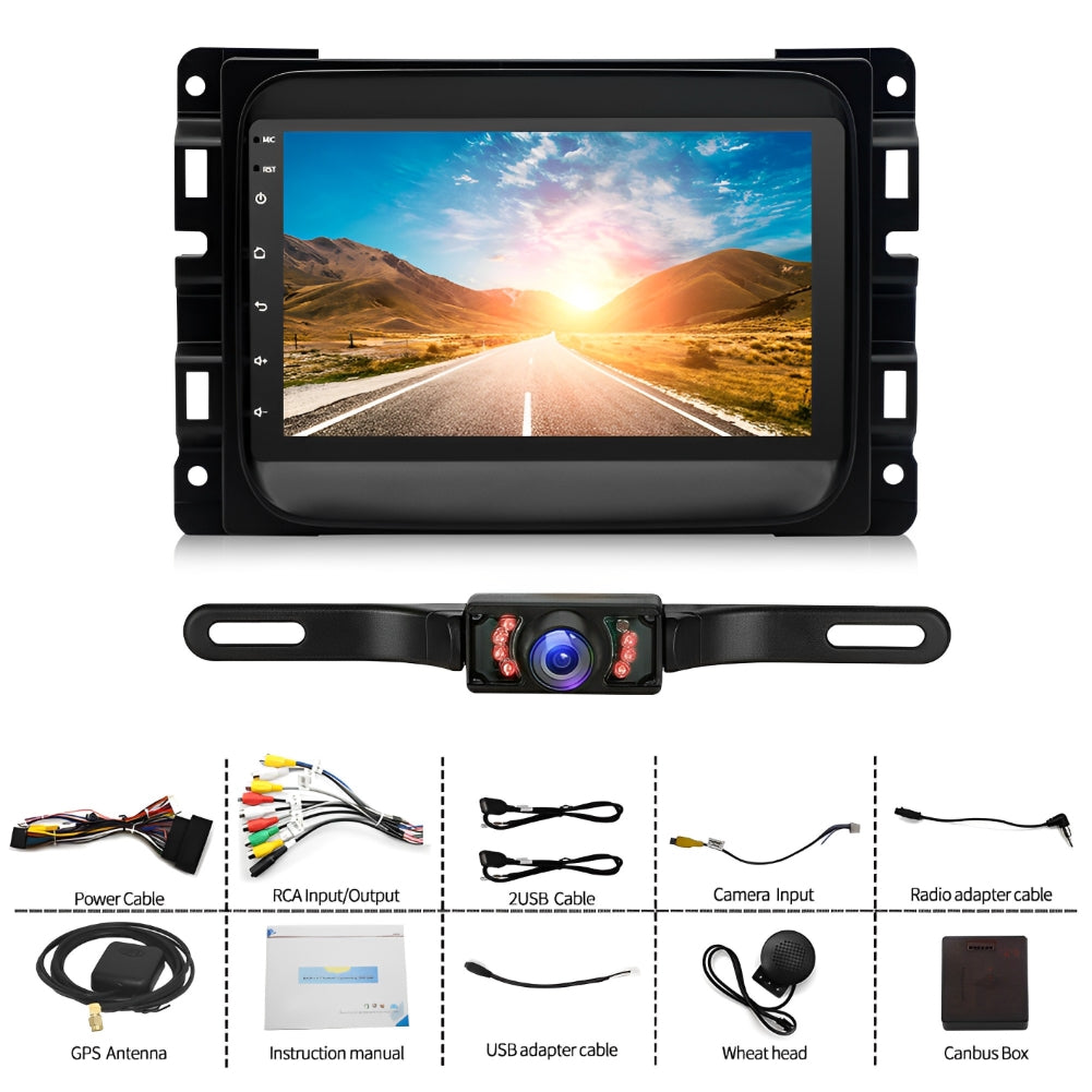 CarpartsX 13-18 Dodge Ram Android 13 car navigation 7 inches built-in Carplay + Android auto / 2 + 32G + short license plate camera