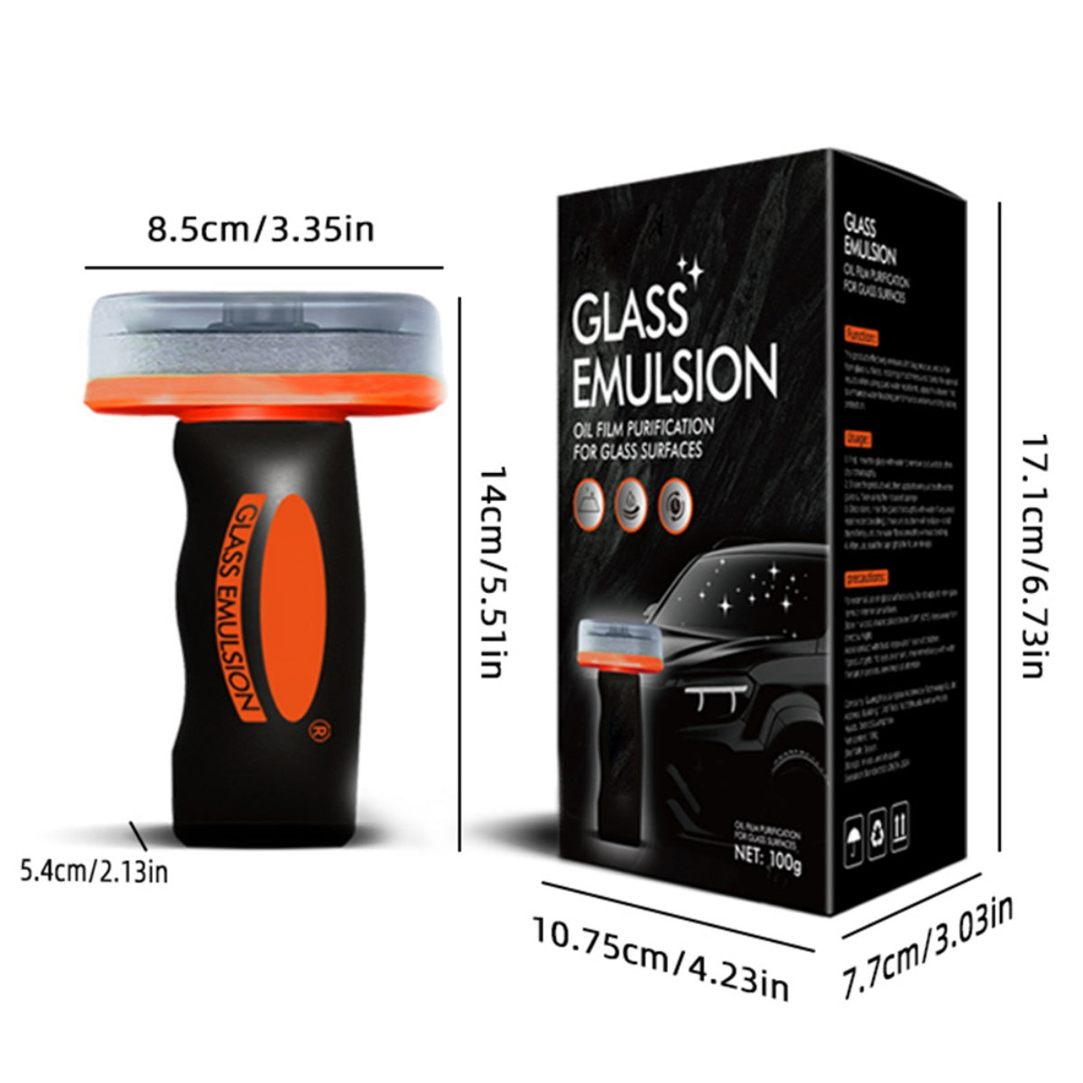 Automotive Oil Film Remover 180ml Glass Cleaner with Brush – Clear Vision Windshield & Window Cleaner for Car, Removes Stubborn Oil Film and Water Stains