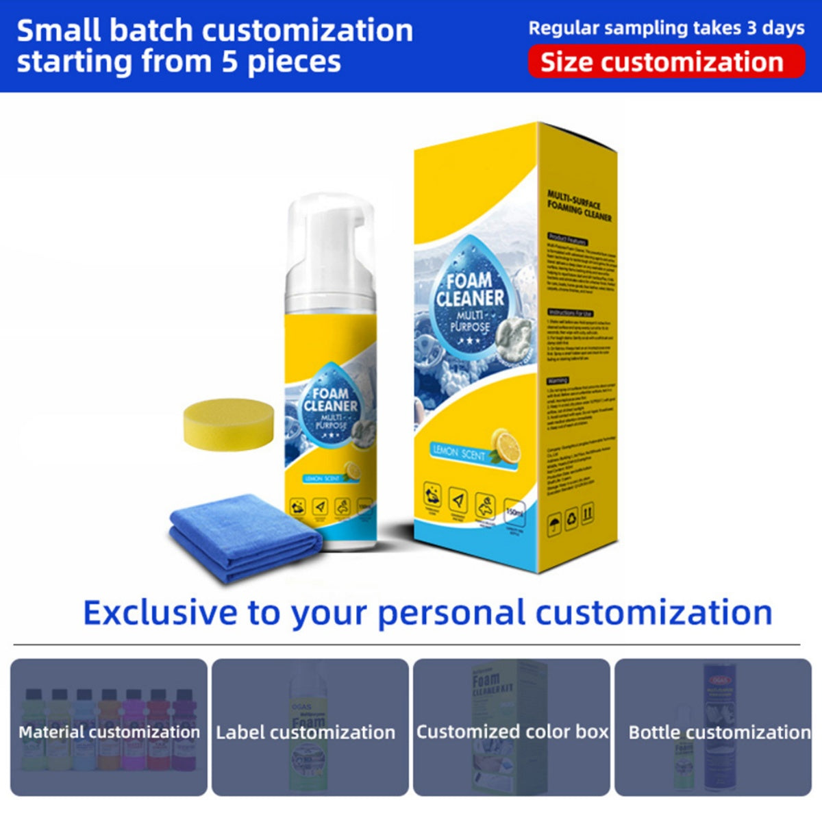 Car Interior Foam Cleaner Kit 150ML with Sponge & Wipe – All-Purpose Cleaning & Polishing Spray for Leather Seats, Dashboard, and Windows