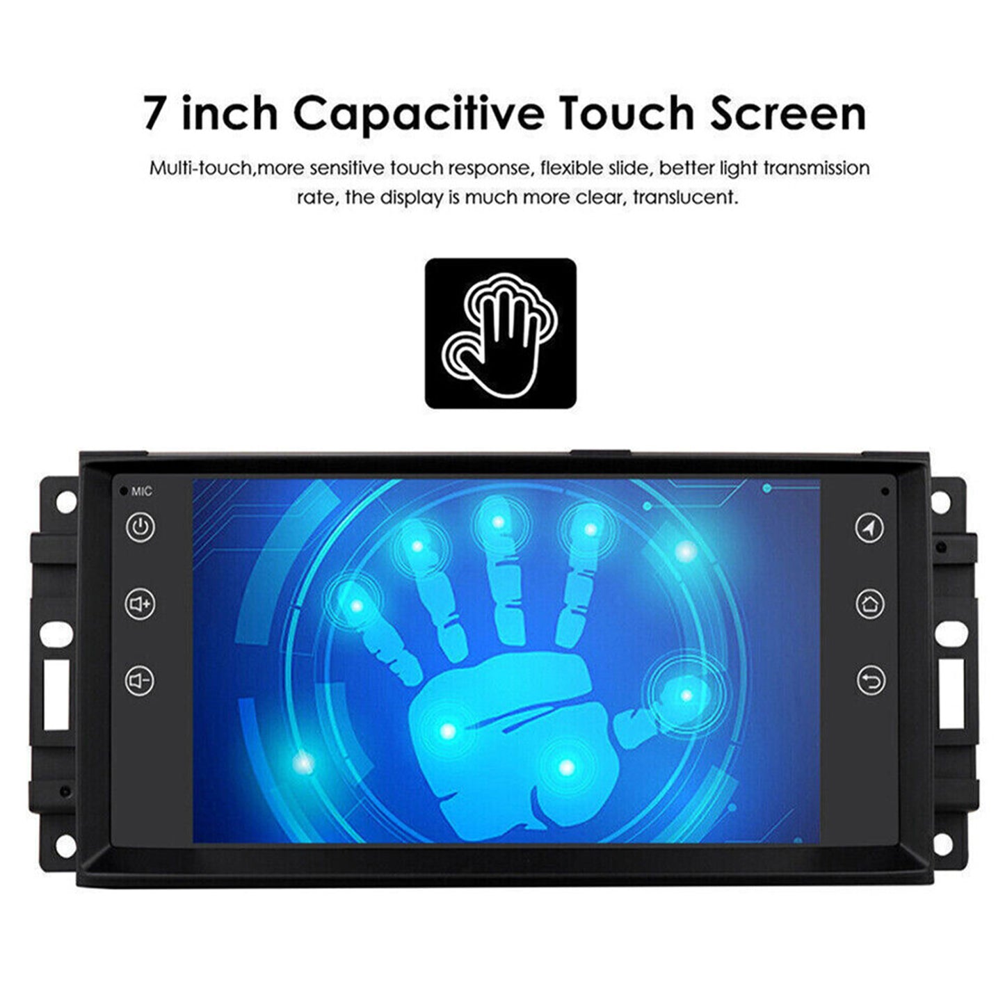 CarpartsX Android 13 Car Stereo for Jeep&Chrysler&Dodge 7-inch Wireless CarPlay & Android Auto, GPS Navigation, 2GB+32GB, 12 LED Lights, SWC/Bluetooth Wifi, AHD Camera&Microphone