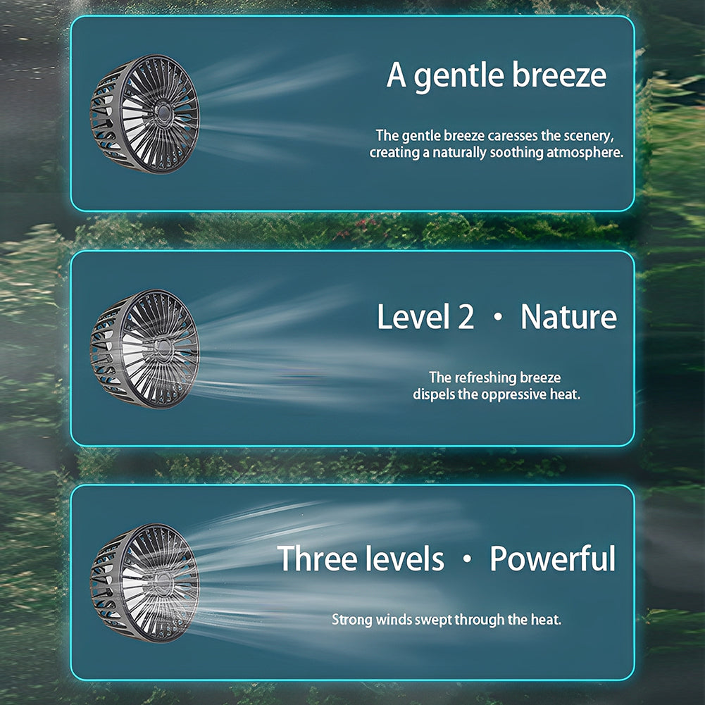 CarpartsX Adjustable Car Backseat Fan, 1 Count Summer Essential Double-head Electric Fan with Seat Clip, Car Interior Diffusers, Strong Wind Rear Seat 360 Degrees Rotation Large Air Volume Fan, Men Gifts, USB Car Fan, Car Ventilation Tools