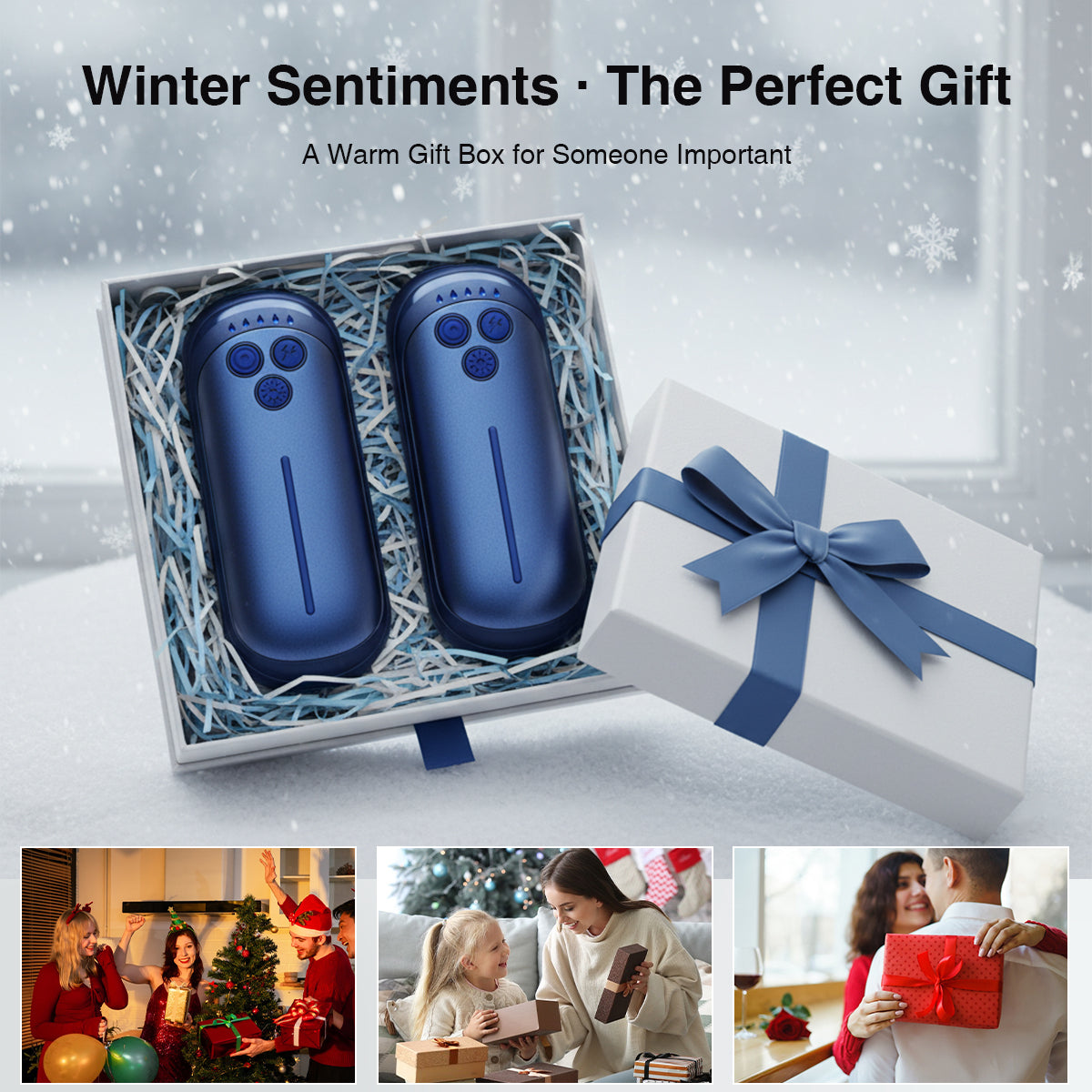 Rechargeable Hand Warmers 2 Pack – Electric Pocket Warmers with Flashlight, 5 Heat Levels, Gift for Women & Men, Camping & Skiing