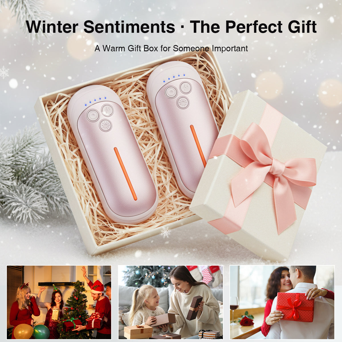Rechargeable Hand Warmers 2 Pack – Electric Pocket Warmers with Flashlight, 5 Heat Levels, Gift for Women & Men, Camping & Skiing