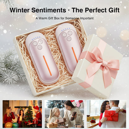Rechargeable Hand Warmers 2 Pack – Electric Pocket Warmers with Flashlight, 5 Heat Levels, Gift for Women & Men, Camping & Skiing