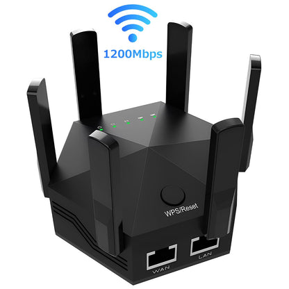 Upgraded 6-Antenna WiFi Extender, 1200Mbps Dual Band Booster, Covers 12,000 sq. ft & 100 Devices, Repeater with Ethernet Port for Home, Office Use