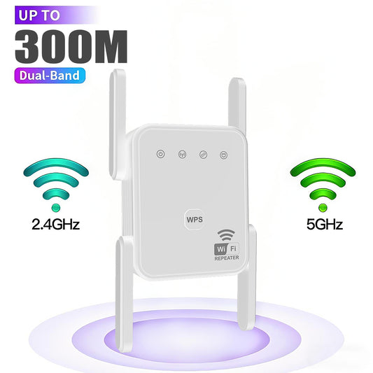 WiFi Extender 2025, WiFi Repeater, Dual-Band 1200Mbps, Covers up to 2000 Sq Ft & 50 Devices, 4 Antennas, Easy Plug & Play for Home and Office