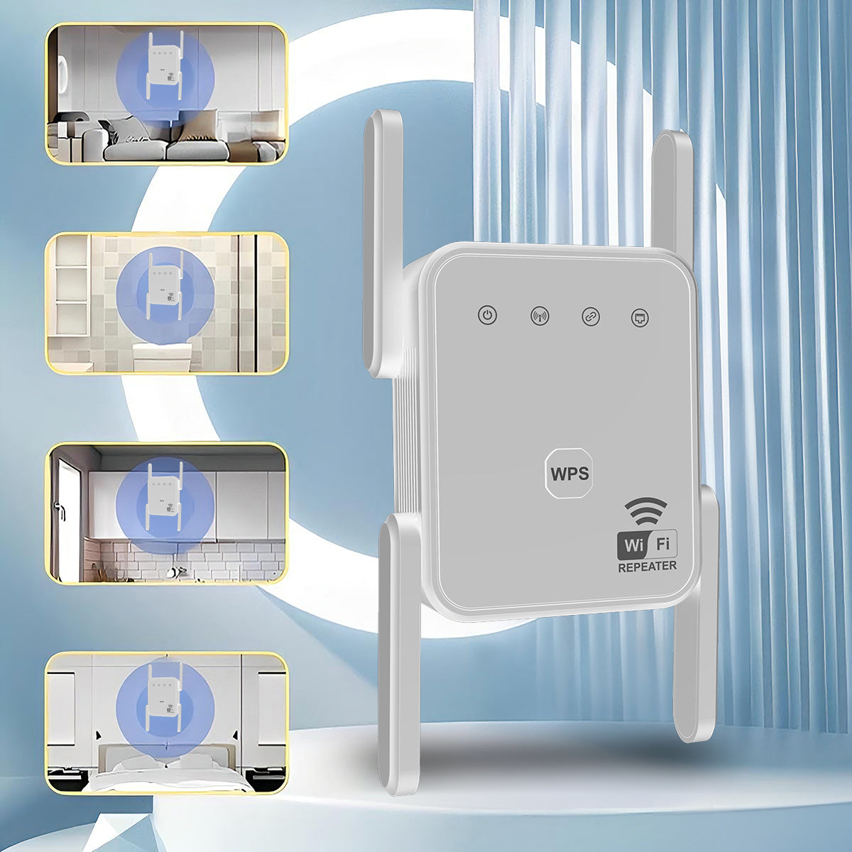 WiFi Extender 2025, WiFi Repeater, Dual-Band 1200Mbps, Covers up to 2000 Sq Ft & 50 Devices, 4 Antennas, Easy Plug & Play for Home and Office