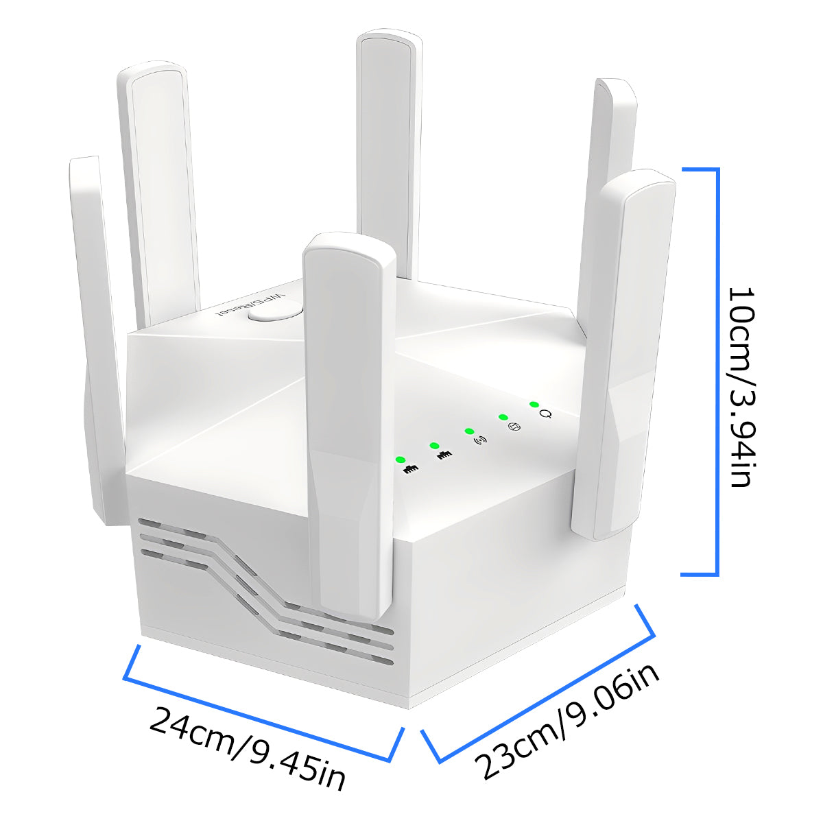 Upgraded 6-Antenna WiFi Extender, 1200Mbps Dual Band Booster, Covers 12,000 sq. ft & 100 Devices, Repeater with Ethernet Port for Home, Office Use