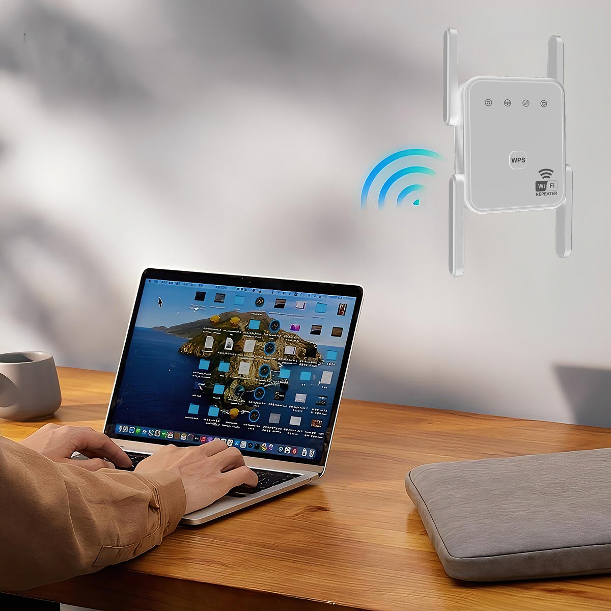 WiFi Extender 2025, WiFi Repeater, Dual-Band 1200Mbps, Covers up to 2000 Sq Ft & 50 Devices, 4 Antennas, Easy Plug & Play for Home and Office