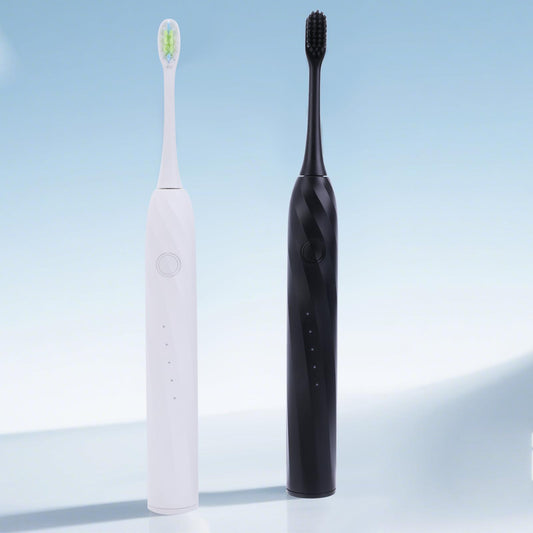 CarpartsX 2 Counts Electric Toothbrush Set, USB-C Rechargeable, 5 Modes, 30-Day Battery, 40,000 VPM, 4 Brush Heads(Black & White) Ideal for Home & Gift
