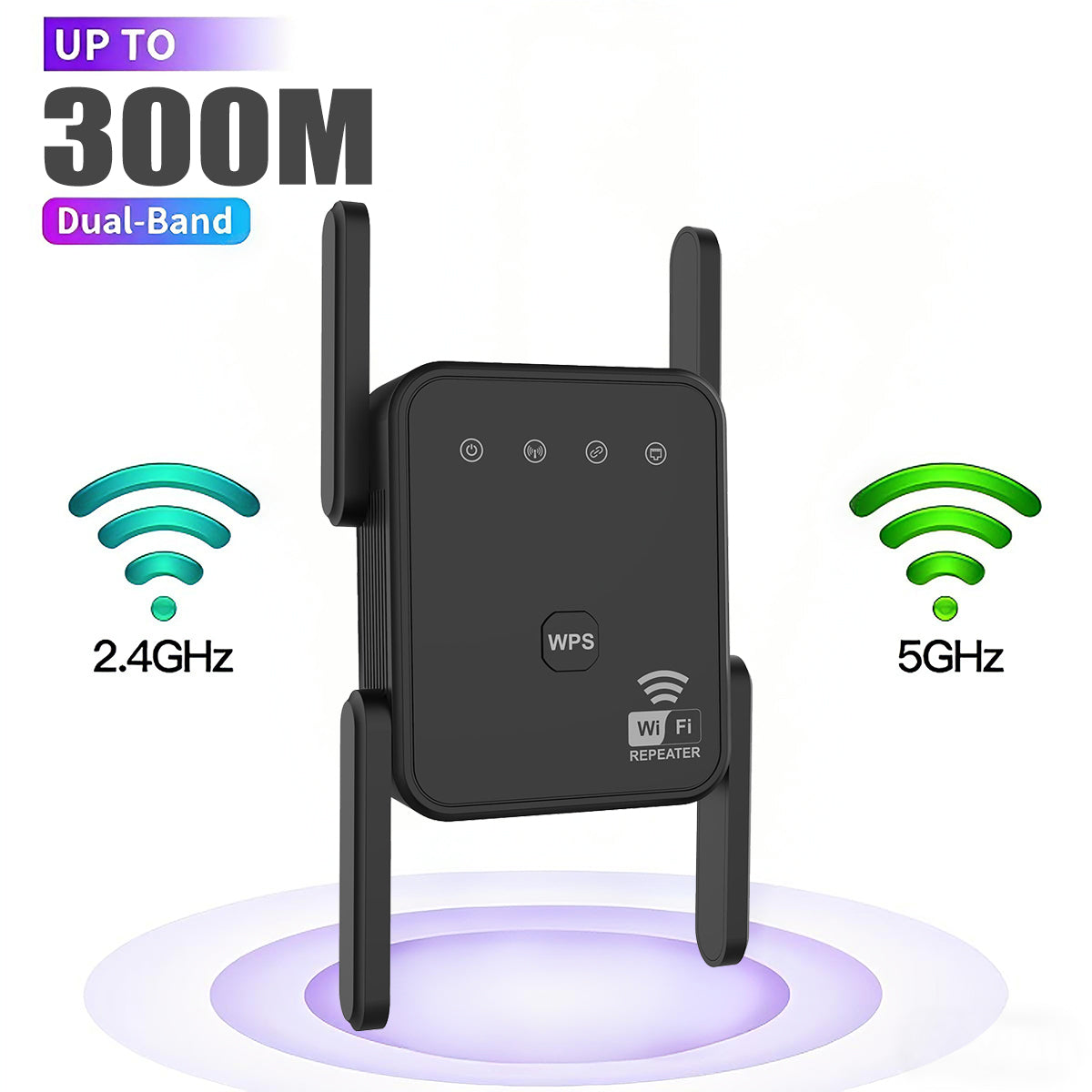 WiFi Extender 2025, WiFi Repeater, Dual-Band 1200Mbps, Covers up to 2000 Sq Ft & 50 Devices, 4 Antennas, Easy Plug & Play for Home and Office