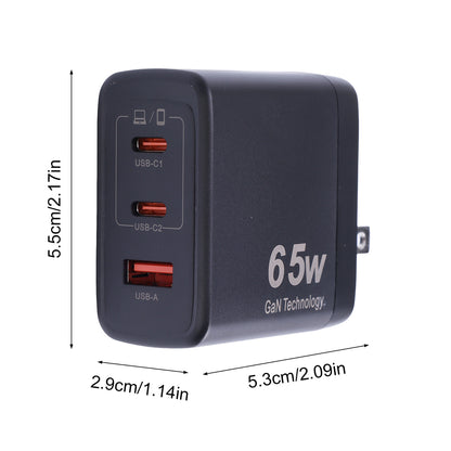 CarpartsX GaN Technology 100W 3-Port Fast Charger Ultra-Compact PD Compatible for MacBook iPhone Samsung Travel Charger with Cable Motion Detection Nanny Cam Charger