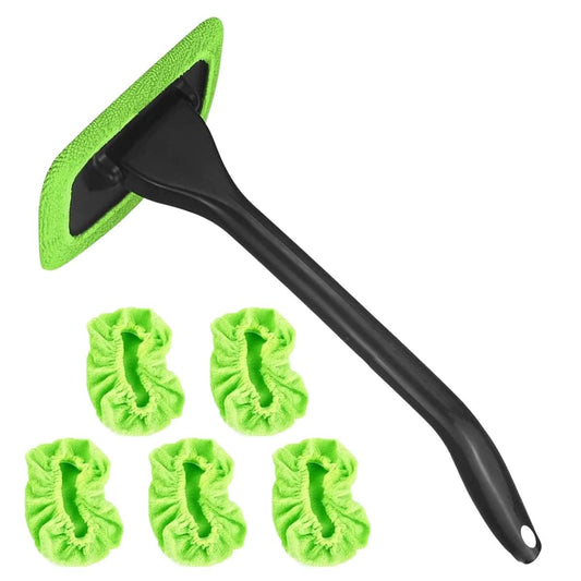 CarpartsX Car Windshield Cleaning Tool| Window Cleaning Kit With 180° Rotatable Head+ 5 Reusable Microfiber Pads|Auto Washing Brush for Car,Trucks, SUVs & Home Windows