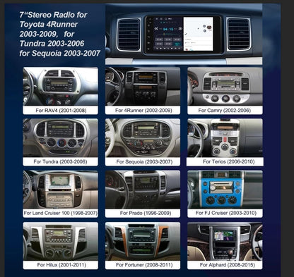 7" Android 13 Car Stereo for Toyota 4Runner 2003–2009 – 4GB+64GB, CarPlay & Android Auto, GPS, WiFi, Bluetooth, FM/RDS, SWC, AHD Camera