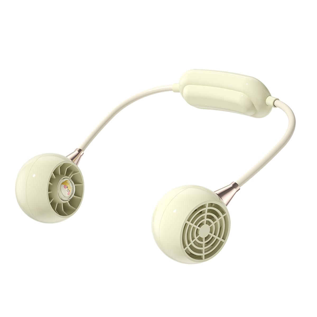 Portable Neck Fan with 3 Speeds, USB Rechargeable Hanging Neckband Fan, Quiet Mini Cooling Fan for Outdoor Travel, Students & Summer Use – Beige