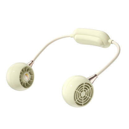 Portable Neck Fan with 3 Speeds, USB Rechargeable Hanging Neckband Fan, Quiet Mini Cooling Fan for Outdoor Travel, Students & Summer Use – Beige