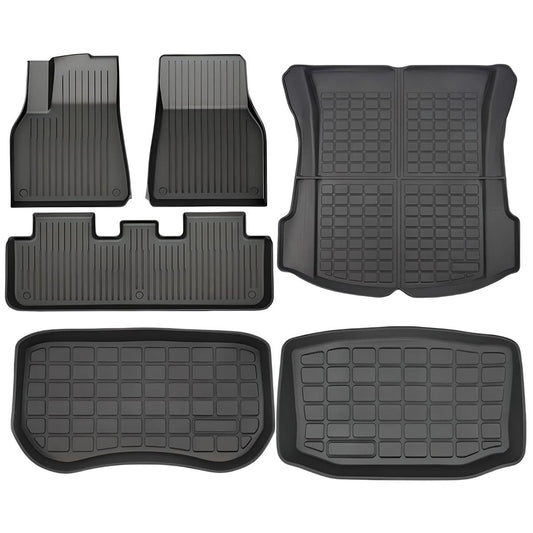 CarpartsX Premium 2021-2023 Tesla Model 3 Floor Mats 6-Piece Set | Extra-Thick TPE All-Weather Liners | Custom Fit, Pet & Child-Friendly Protection