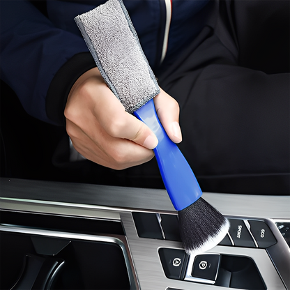 Double Head Car Cleaning Brush – Soft Interior Detailing Duster for Air Vents, Dashboard, Screens & Auto Accessories (Blue & Black)
