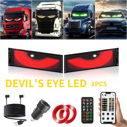 Devil Eyes for Cars, Programmable LED Car Windshield Display, Flexible LED Sign, APP/Remote Controlled Text & Animations, Waterproof Automotive Screen