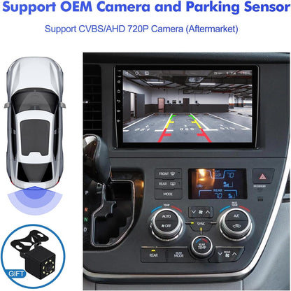 9" Android 13 Car Stereo for Toyota Sienna 2015-2018 – 2GB+32GB, Apple CarPlay & Android Auto, GPS, Bluetooth, WiFi, SWC, 4-LED Backup Camera