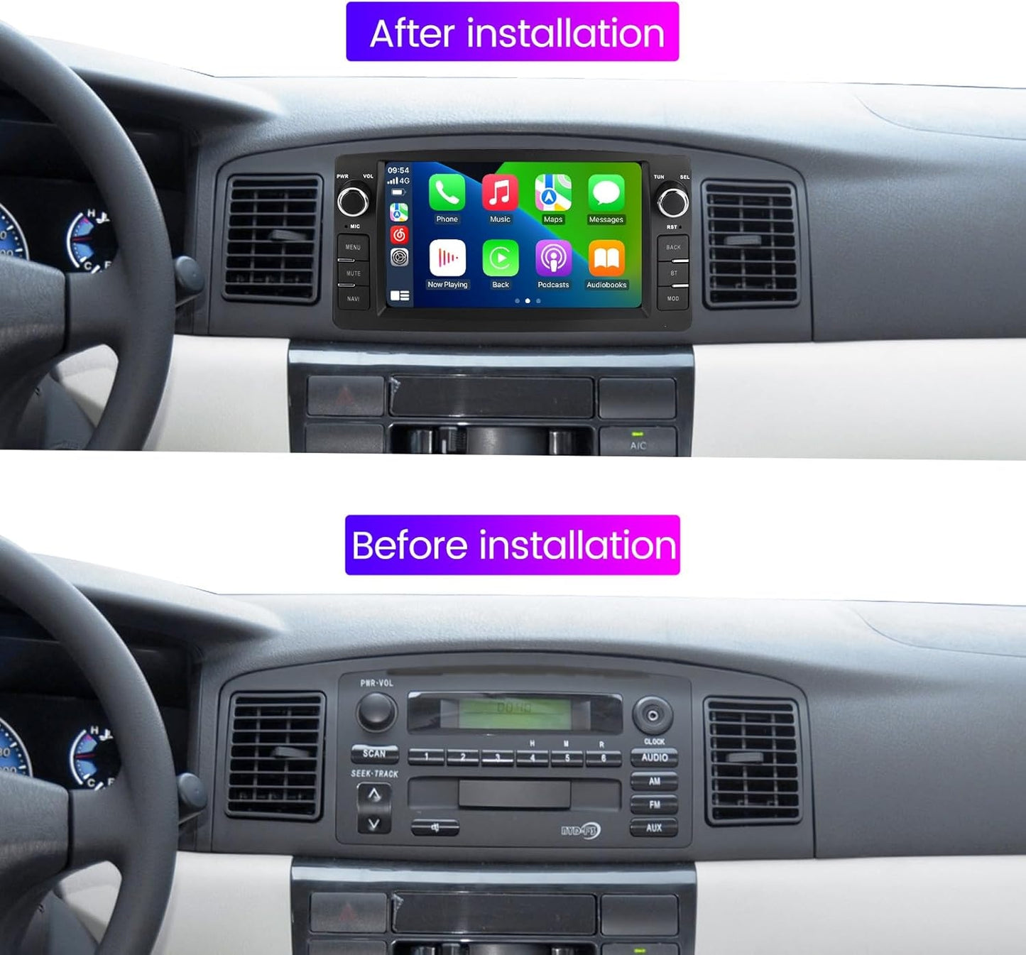 7" Android 13 Car Stereo for Toyota Corolla 2000-2006 – 4GB+64GB, Wireless CarPlay & Android Auto, GPS, Bluetooth, WiFi, FM, AHD Camera