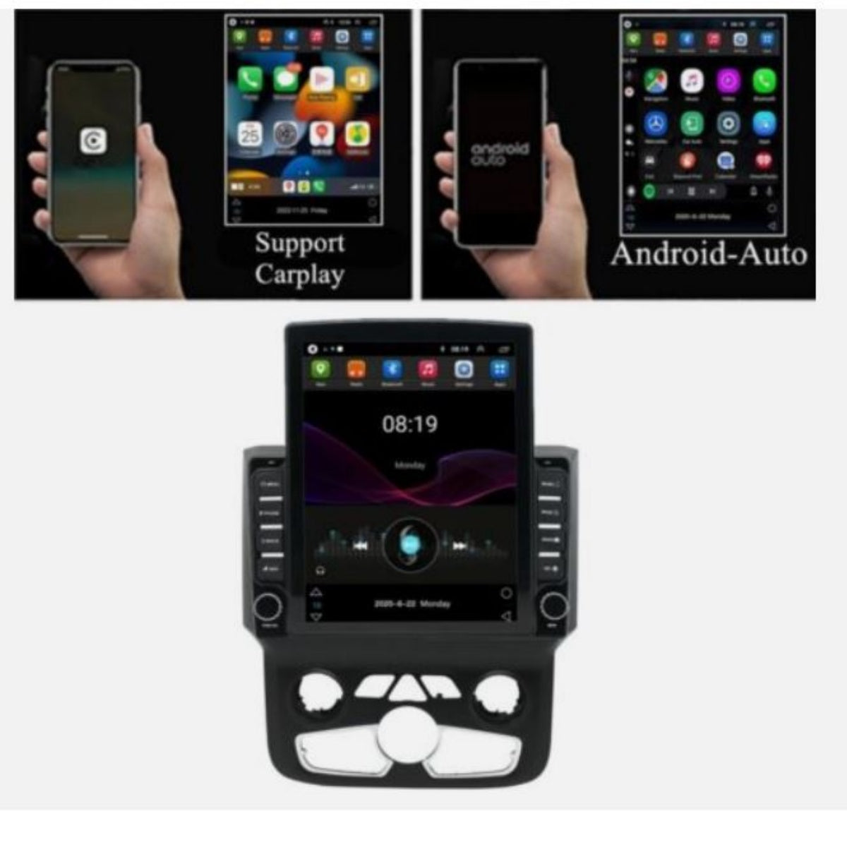 9.7" Android 13 Car Stereo for Ram 2013–2018 – 2GB+32GB, Wireless CarPlay & Android Auto, GPS, Bluetooth, WiFi, FM/RDS, SWC, AHD Camera