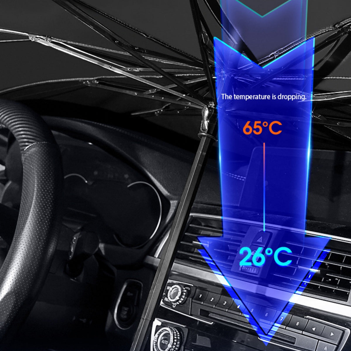 CarpartsX Foldable Anti-UV Windshield Sunshade, Heat Protective Car Umbrella for Front Window, Multipurpose for Sedan & SUVs, Automotive Exterior Accessories for Men & Women, Vehicle Car Stuff Magnetic Double Layer Car Window Shades