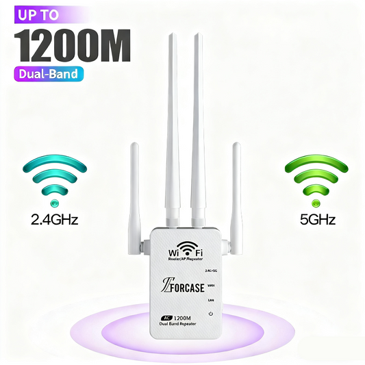 5G WiFi Extender 1200Mbps, 5G/2.4G Repeater, Covers up to 5000 sq.ft & 80+ Devices, Enhanced Signal Booster with Thick Copper Wires for Home/Office