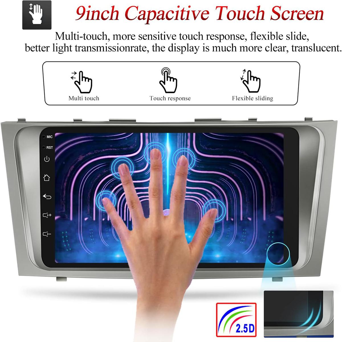 CarpartsX Android 13 Car Stereo for 2007-2011 Toyota Camry – 9" Touchscreen, Wireless CarPlay & Android Auto, WiFi, GPS, SWC, 2+32GB, Bluetooth, Backup Camera