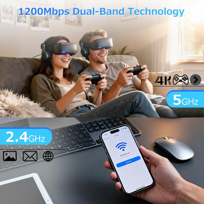 Premium WiFi Extender,1200Mbps Dual Band (5GHz/2.4GHz) Signal Booster, Covers 10,000 sq. ft & 50 Devices, Repeater with Ethernet Port for Home, Gifts