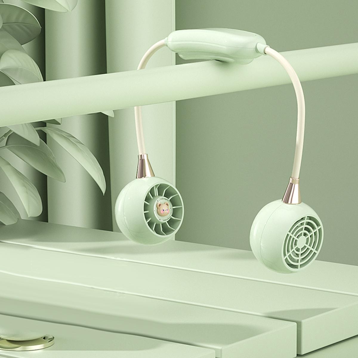 Portable Neck Fan with 3 Speeds, USB Rechargeable Hanging Neckband Fan, Quiet Mini Cooling Fan for Outdoor Travel, Students & Summer Use – Beige