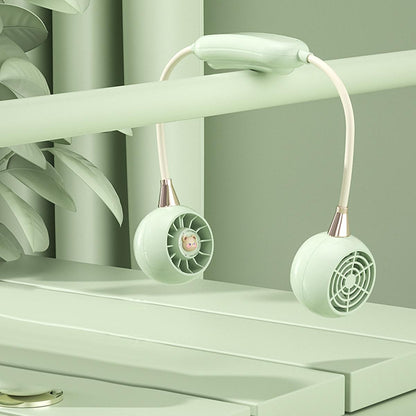 Portable Neck Fan with 3 Speeds, USB Rechargeable Hanging Neckband Fan, Quiet Mini Cooling Fan for Outdoor Travel, Students & Summer Use – Beige