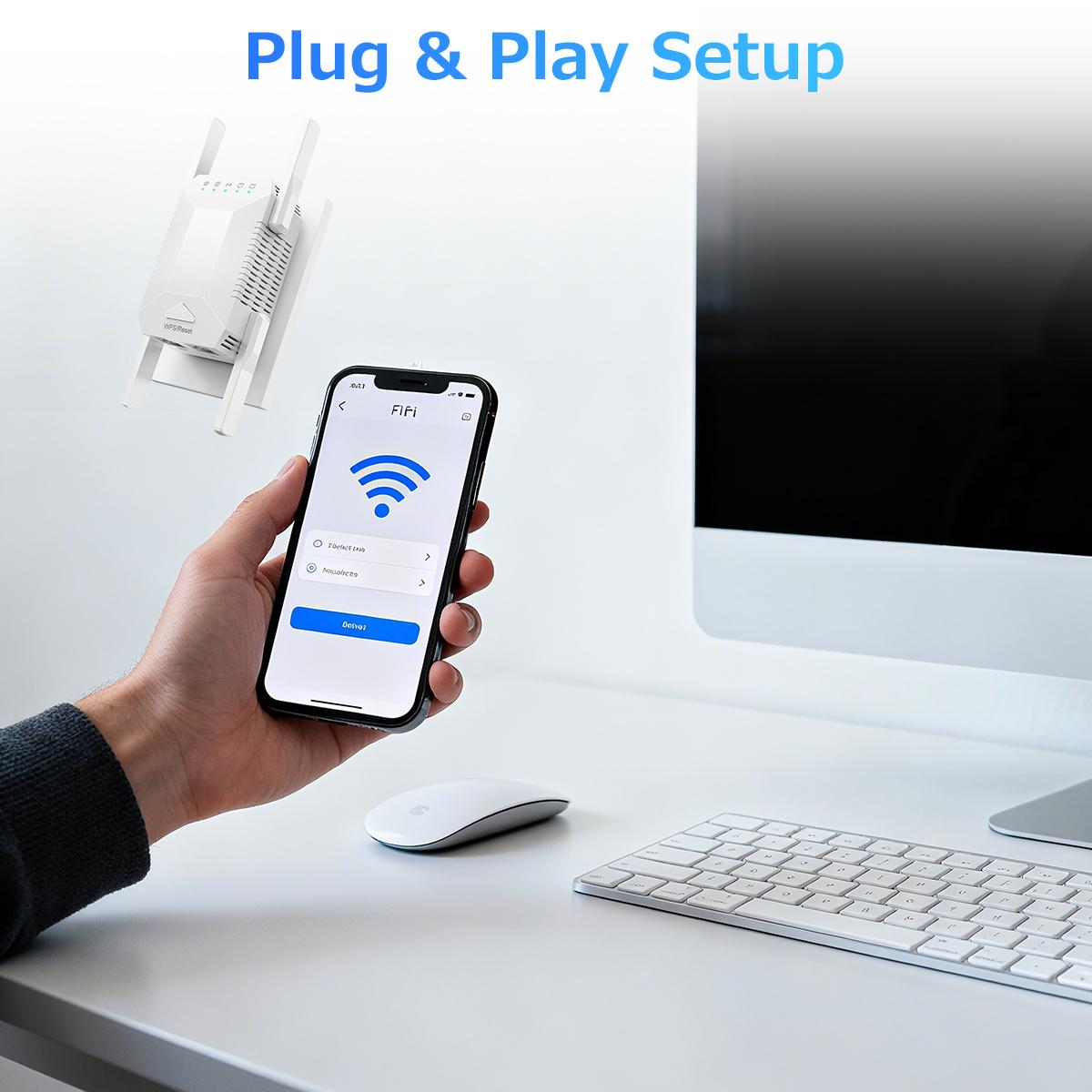 Premium WiFi Extender,1200Mbps Dual Band (5GHz/2.4GHz) Signal Booster, Covers 10,000 sq. ft & 50 Devices, Repeater with Ethernet Port for Home, Gifts