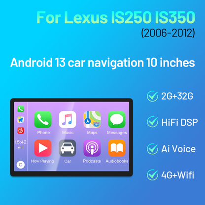 CarpartsX Android 13 Car Radio Stereo for Lexus IS250 IS300 IS200 IS220 IS350 2005-2012 Wireless CarPlay Android Auto GPS Navigation 10 inch Touch Screen Bluetooth WiFi Unit Back Camera