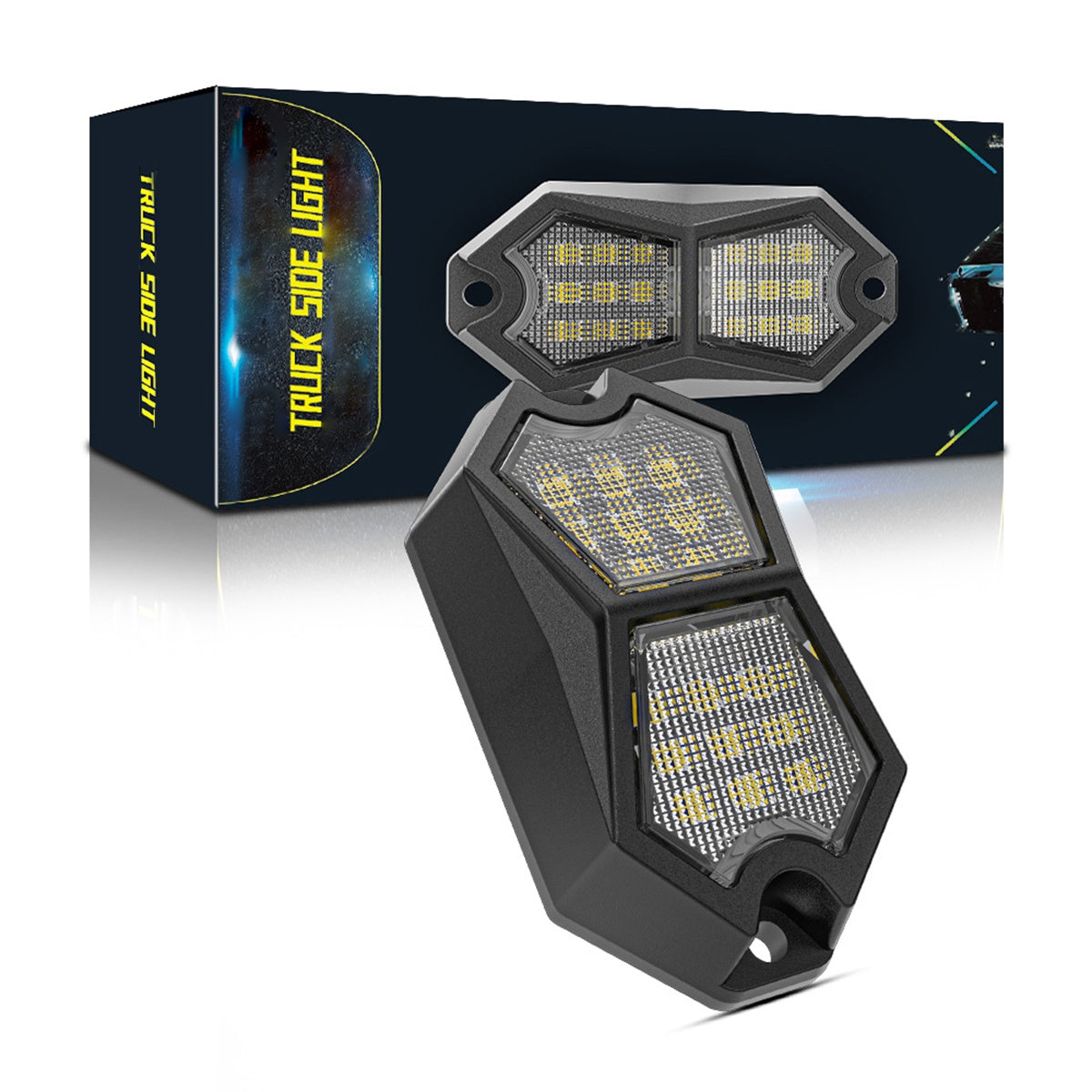 CarpartsX 210° LED Rock Light with 24 SMD Chips & 4m Cable, IP67 Waterproof Wide-Angle Marker Lamp, 6000K Flashing/Steady Mode for Trucks, Trailers, SUVs, UTVs