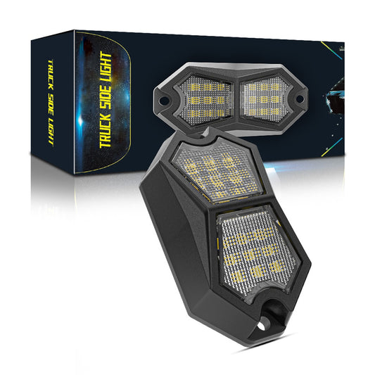 CarpartsX 210° LED Rock Light with 24 SMD Chips & 4m Cable, IP67 Waterproof Wide-Angle Marker Lamp, 6000K Flashing/Steady Mode for Trucks, Trailers, SUVs, UTVs