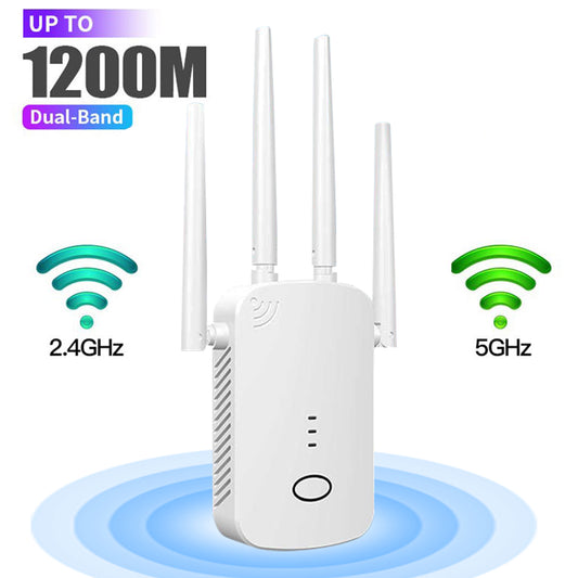 WiFi Extender 1200Mbps Signal Booster – Dual Band 5.8GHz/2.4GHz Repeater with Ethernet Port & AP Mode for Home Coverage